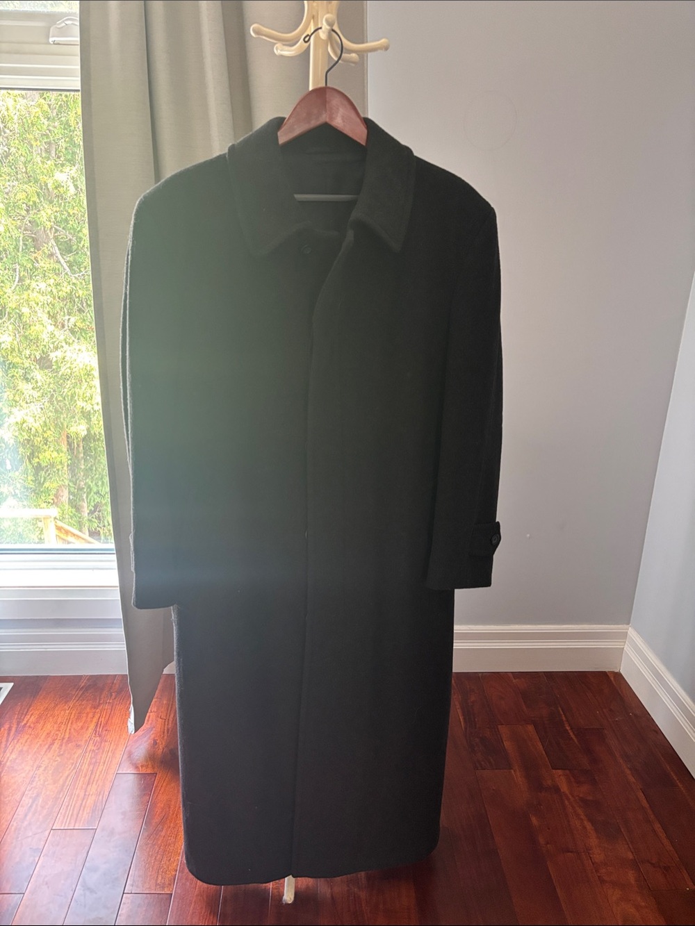 Black cashmere Pea Coat - Classic Longline Style
